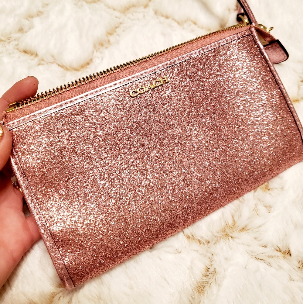 Coach pink glitter wristlet